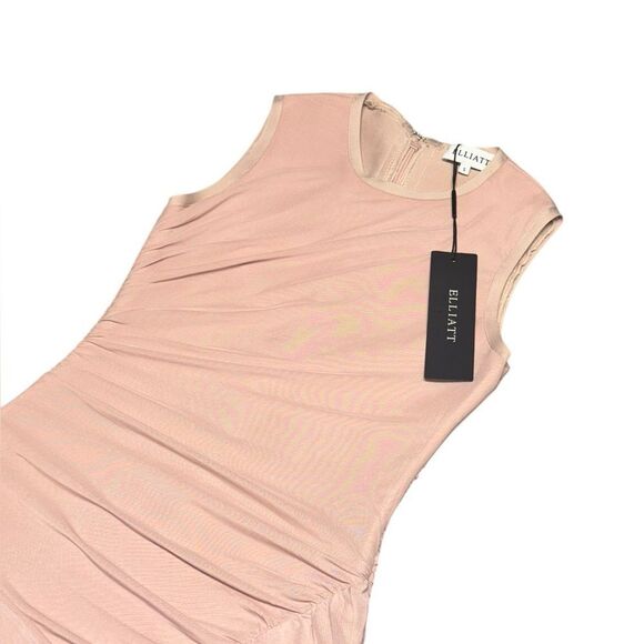 NWT ELLIATT X REVOLVE Harriet nude sleeveless ruched waist Mini Dress sz small - Picture 5 of 10